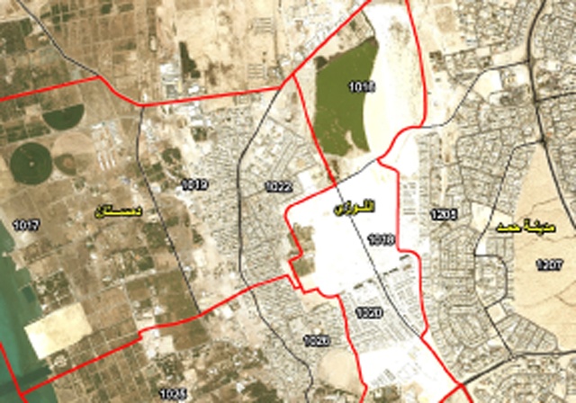 خريطة توضح المجمعات الإسكانية لمنطقة اللوزي والمناطق المجاورة
