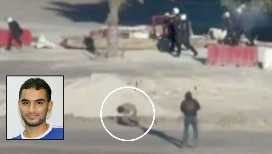 لقطة من فيديو تُبين لحظة سقوط الشاب محمود الجزيري بعد تعرضه لطلقة مسيل الدموع... وفي الإطار صورة للشاب المتوفى