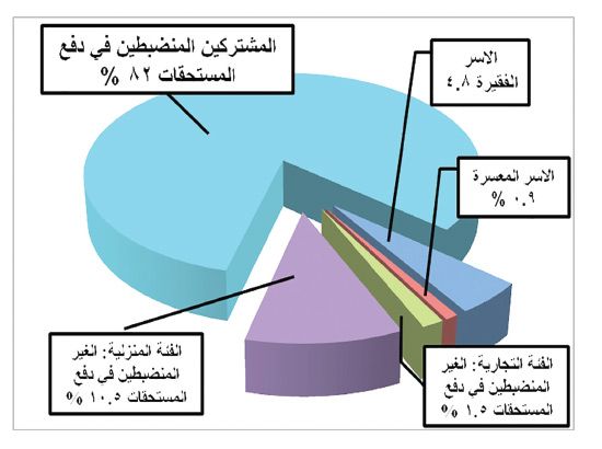 نسبة المنضبطين في دفع فواتير الكهرباء