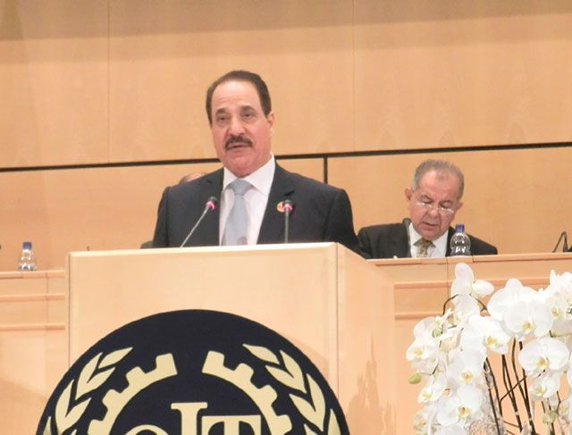 حميدان يلقي كلمة البحرين أمام مؤتمر العمل الدولي