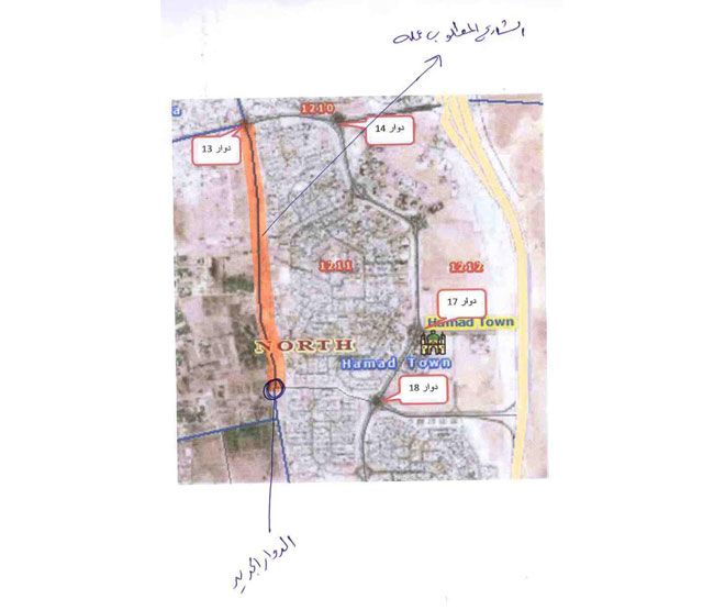 خريطة توضح موقع الشارع الدائري بين دواري 13 و18