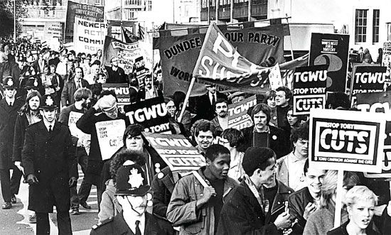 مسيرة ضد تخفيضات الإنفاق الحكومي في نوفمبر 1979