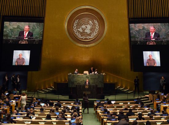 منظر عام لجلسة الأمم المتحدة أثناء خطاب الرئيس الكوبي راؤول كاسترو - AFP