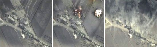صور صادرة من وزارة الدفاع الروسية تظهر ضربات جوية دقيقة ضد «داعش» في سورية - reuters