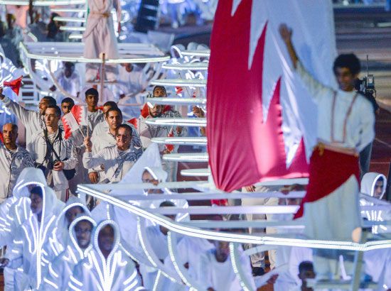 الطابور البحريني خلال حفل الافتتاح
