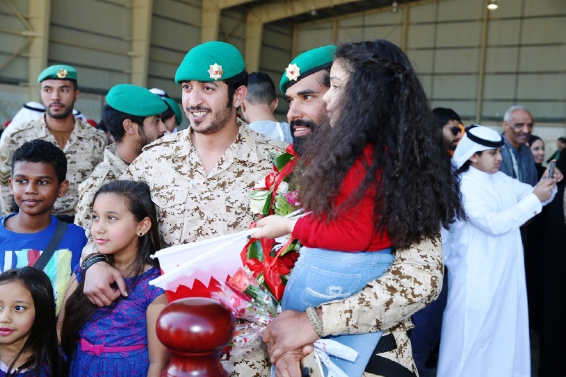 خلال استقبال مجموعة من المشاركين في مجموعة قوة الواجب الخاصة التابعة لقوة دفاع البحرين والمشاركة في عملية «إعادة الأمل» باليمن - بنا