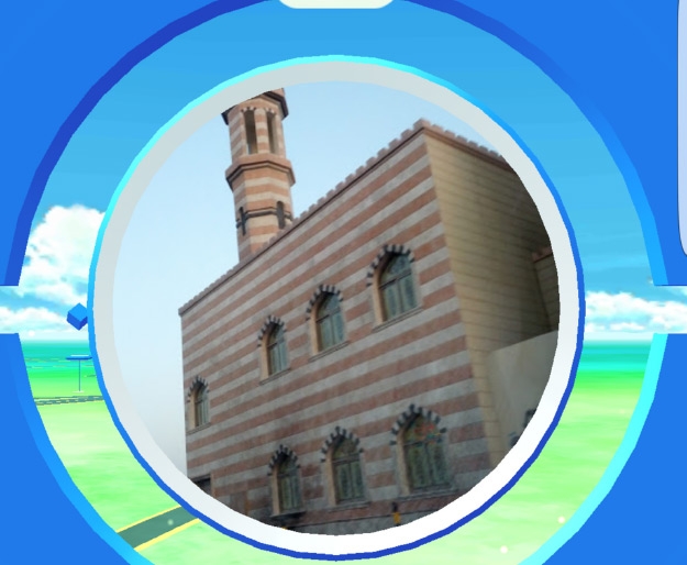 ﻿أحد المساجد الذي رصدته لعبة «بوكيمون غو»