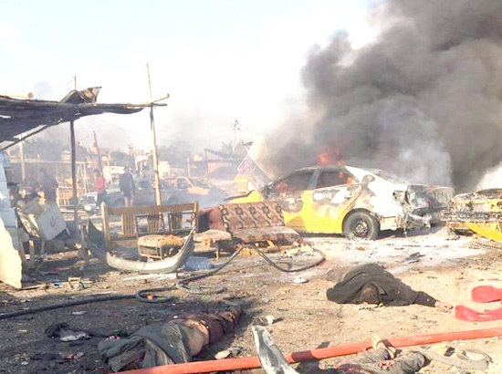 ﻿موقع الانفجار في العاصمة العراقية أمس - reuters