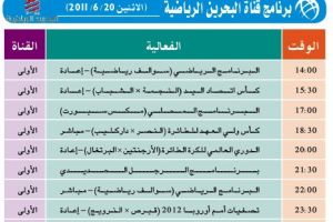 برنامج قناة البحرين الرياضية اليوم