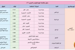 برنامج اليوم الرابع من الدورة الخليجية 'بحرين 11'
