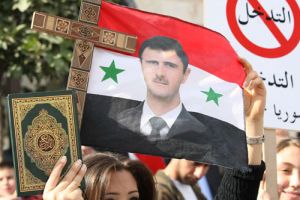 مسيرة مناهضة لقرار الجامعة العربية بشأن سوريا في دمشق