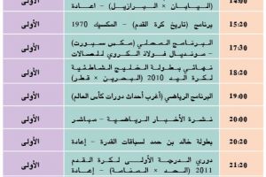 برنامج قناة البحرين الرياضية اليوم