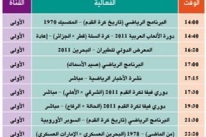 برنامج قناة البحرين الرياضية اليوم