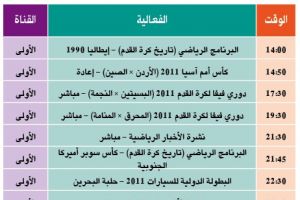 برنامج قناة البحرين الرياضية اليوم