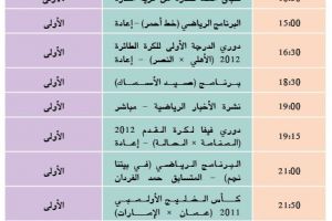 برنامج قناة البحرين الرياضية اليوم