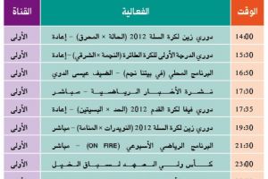 برنامج قناة البحرين الرياضية اليوم