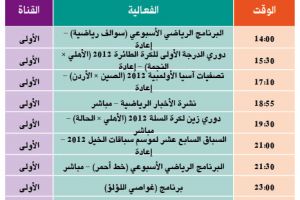 برنامج قناة البحرين الرياضية اليوم