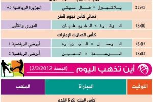 تشاهدون اليوم وأين تذهب