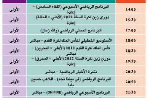 برنامج قناة البحرين الرياضية اليوم