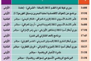 برنامج قناة البحرين الرياضية اليوم