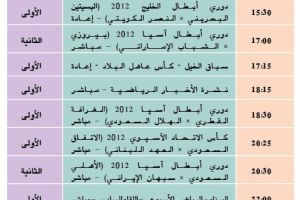 برنامج قناة البحرين الرياضية اليوم