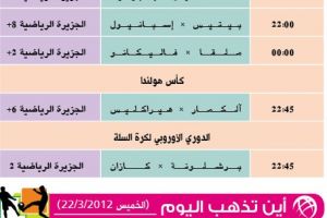 تشاهدون اليوم وأين تذهب