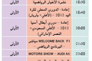 برنامج قناة البحرين الرياضية اليوم