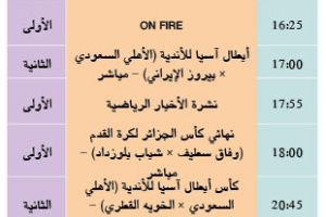 برنامج قناة البحرين الرياضية اليوم