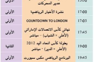 برنامج قناة البحرين الرياضية