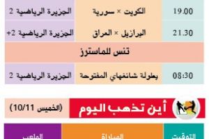 تشاهدون اليوم وأين تذهب