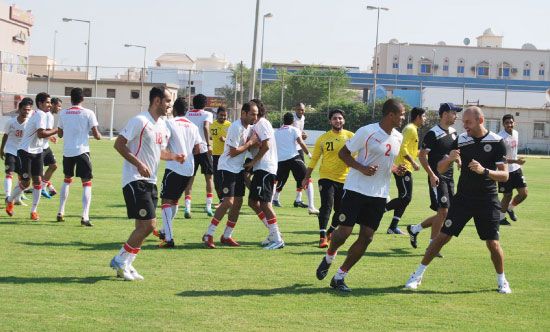 من التدريب الصباحي للمنتخب أمس