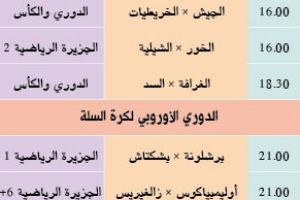 تشاهدون اليوم وأين تذهب