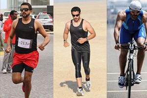 ناصر وخالد بن حمد يشاركان في سباق ترايثلون للجنة عدائي البحرين