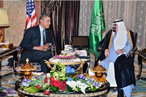خادم الحرمين يستقبل الرئيس الأميركي