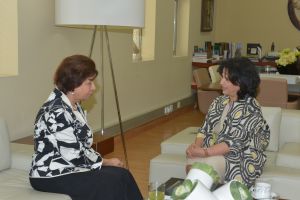 الشيخة مي وبهية الجشي تبحثان تعزيز التبادل الثقافي مع بلجيكا