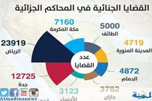 23 ألف قضية جنائية تتصدر بها محاكم الرياض خلال عام واحد