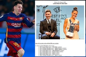 موقع 'الفيفا' يعلن بالخطأ عن أفضل لاعب في العالم ثم يزيل الأسماء