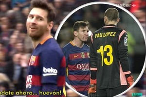 حارس إسبانيول استفز لاعبي برشلونة... انظر بماذا رد عليه ميسي