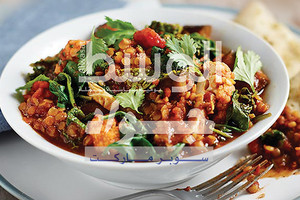 ﻿خضراوات مشكلة مع العدس الأحمر والكاري