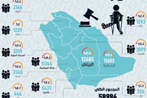 الرياض تتصدر قضايا النزاعات وإصابات العمل بـ 21.5%