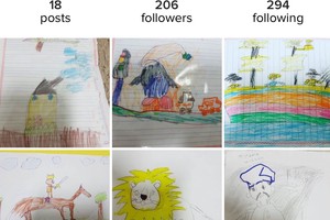 طفل يضع لوحاته على 'الانستقرام' من أجل تشجيعه على مواصلة الرسم