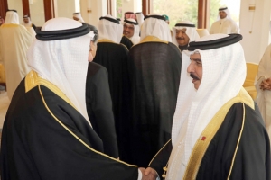 ﻿العاهل ورئيس الوزراء وولي العهد يستقبلون المهنئين بمناسبة زواج سمو الشيخ  محمد بن سلمان