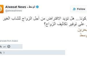 تصويت 'شاركونا': 72 % لا يؤيدون الاقتراض من أجل الزواج